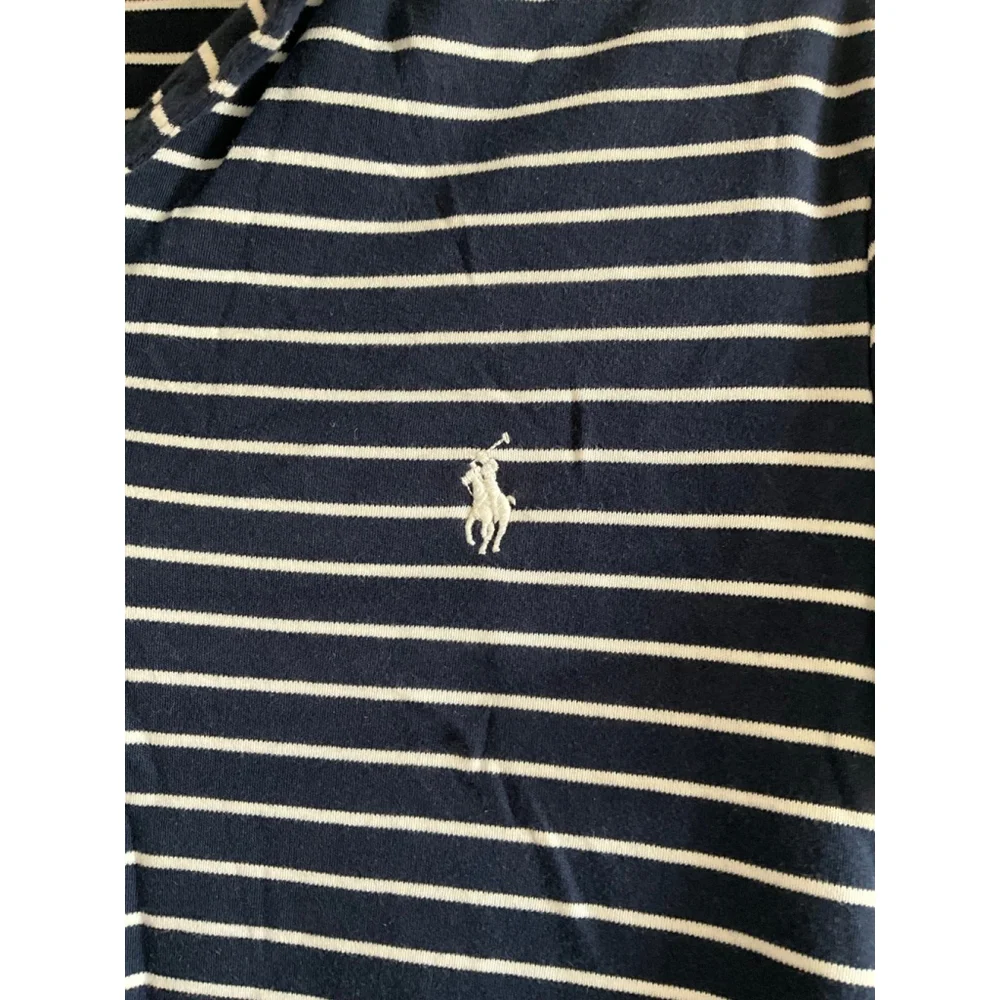 Polo Ralph Lauren navy blue and white striped short-sleeve polo shirt Large